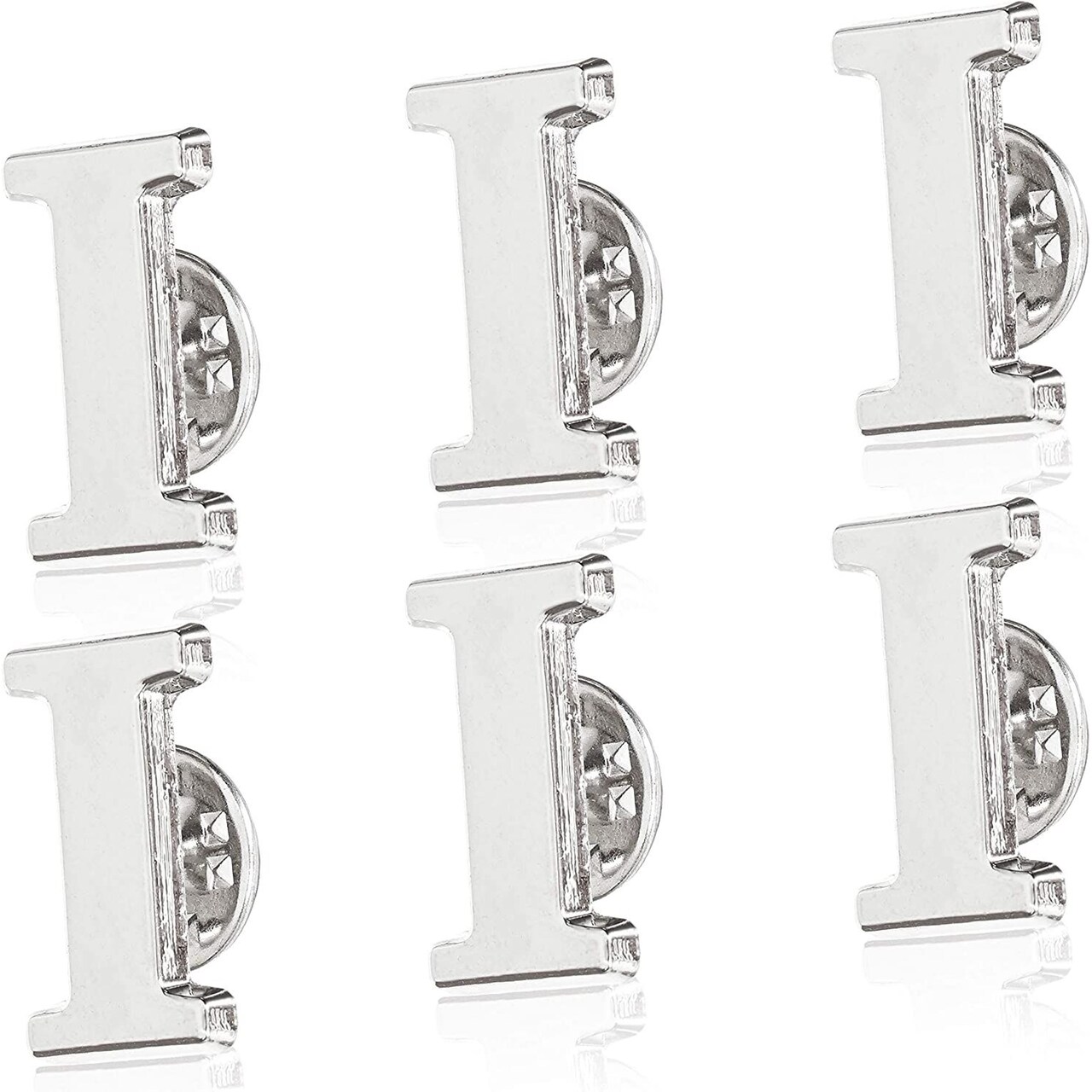 6 Pack Letter I Lapel Pins, Monogram Lapel Pin Set for Jackets, Tote Bags (0.8 In)